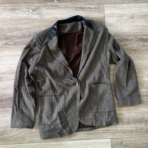 Women's Gray Blazer with Black Collar